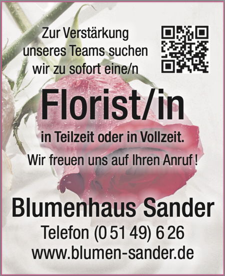 Stellenangebot Florist/in in Teilzeit oder Vollzeit